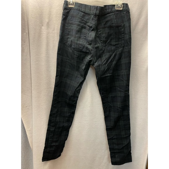 H&M pants plaid blue and green size 32 skinny‎ jeans fitted women’s stretch - Picture 3 of 7